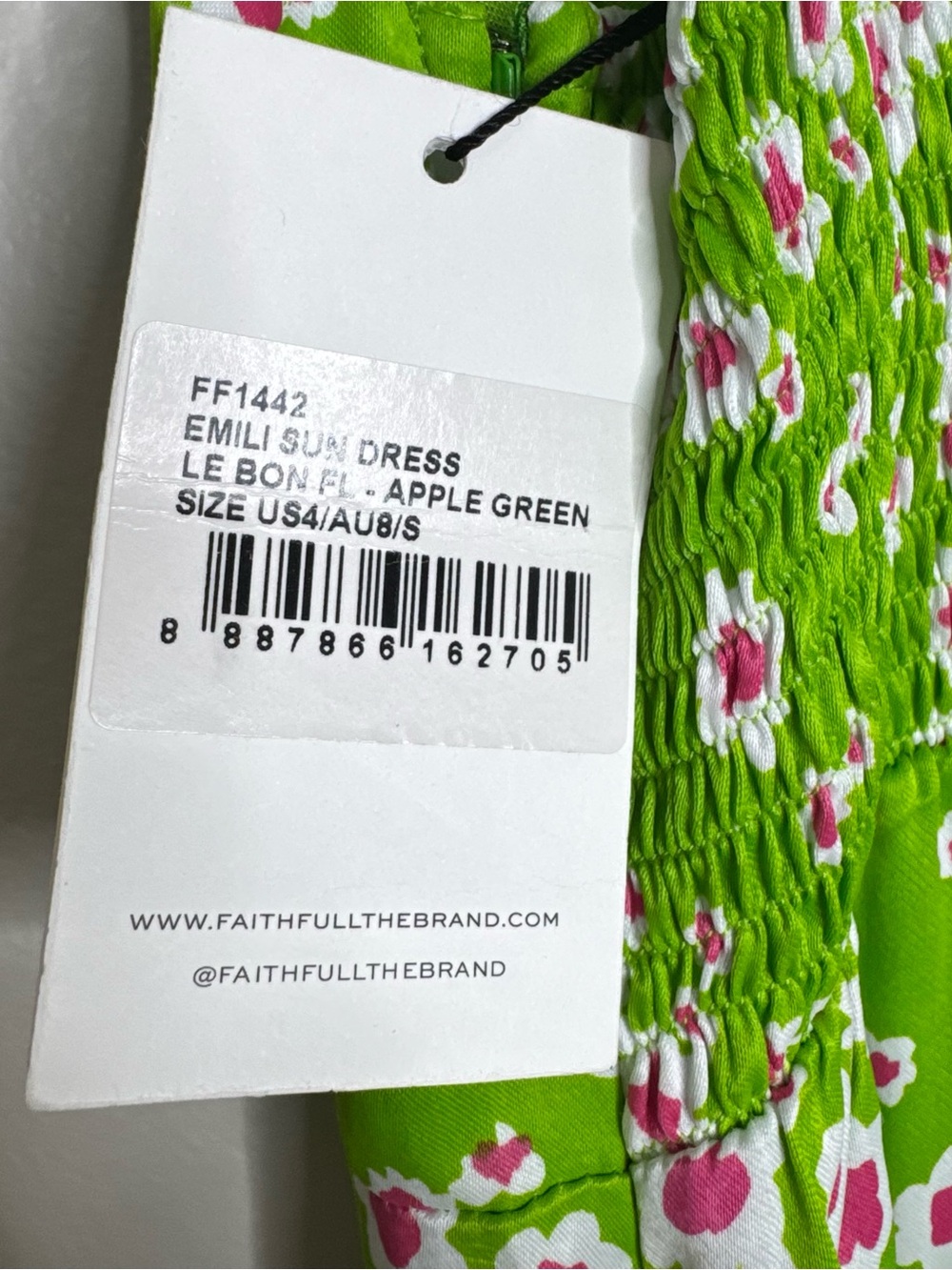 NWT Faithfull The Brand Emili Sun Green Floral Print Satin Midi Slip Dress 4 US - Picture 7 of 11